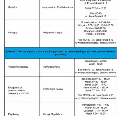 Łęczyca: harmonogram pomocy dla osób dotkniętych przemocą na październik 2026