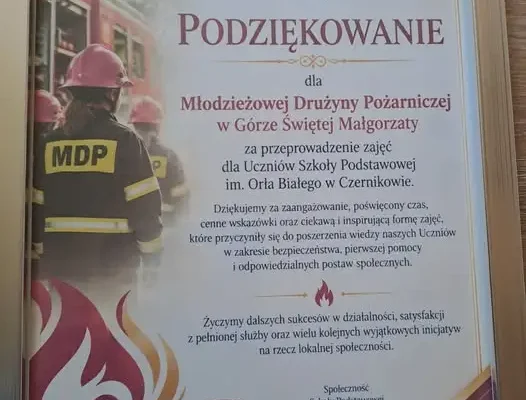 Młodzieżowa Drużyna Pożarnicza z Góry Świętej Małgorzaty szkoliła uczniów w Czernikowie