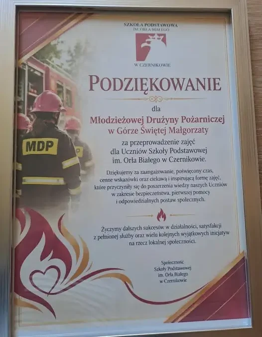 Młodzieżowa Drużyna Pożarnicza z Góry Świętej Małgorzaty szkoliła uczniów w Czernikowie